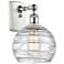 Athens 8" White & Chrome Sconce w/ Clear Deco Swirl Shade