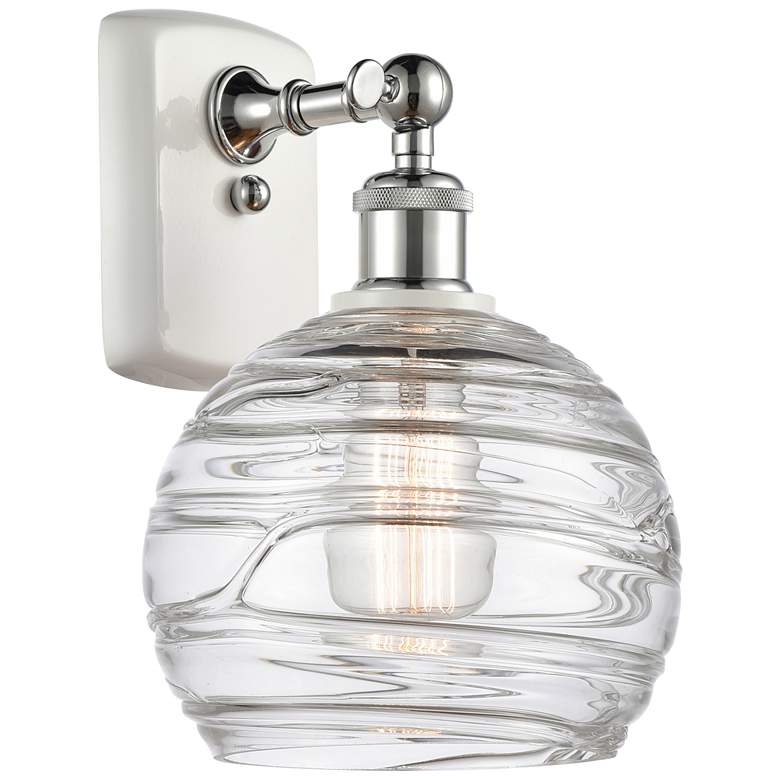 Image 1 Athens 8 inch White &#38; Chrome Sconce w/ Clear Deco Swirl Shade