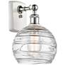 Athens 8" White &#38; Chrome Sconce w/ Clear Deco Swirl Shade