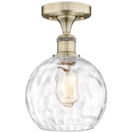 Athens 8" Wide Antique Brass Semi.Flush Mount With Clear Water Glass S Athens 8" Wide Antique Brass Semi.Flush Mount With Clear Water Glass S
