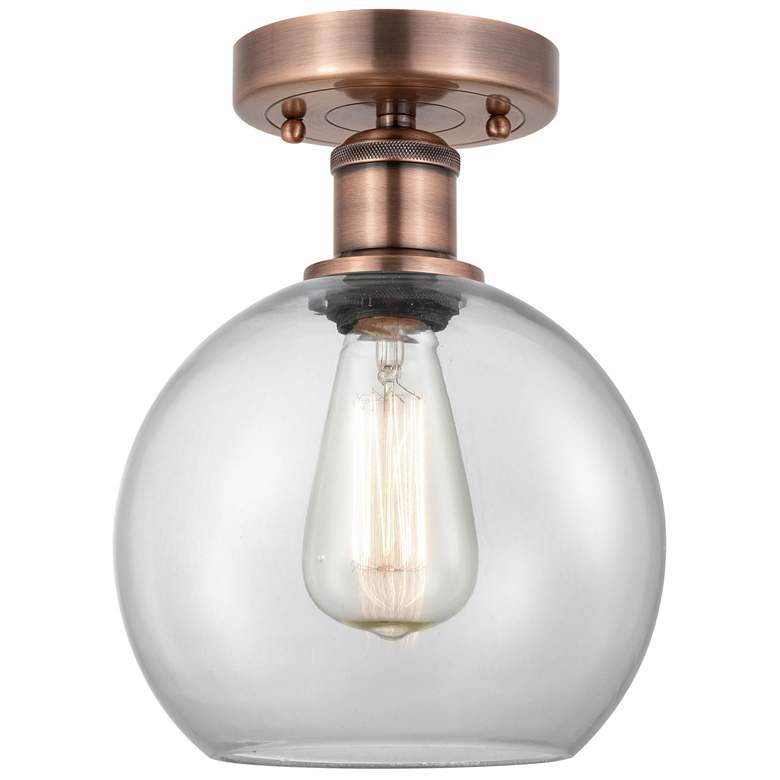 Image 1 Athens 8" Wide Antique Copper Semi.Flush Mount With Clear Glass Shade