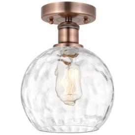 Athens 8" Wide Antique Copper Semi.Flush Mount With Clear Water Glass Athens 8" Wide Antique Copper Semi.Flush Mount With Clear Water Glass