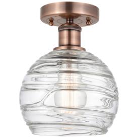 Athens 8" Wide Antique Copper Semi.Flush Mount With Deco Swirl Glass S Athens 8" Wide Antique Copper Semi.Flush Mount With Deco Swirl Glass S