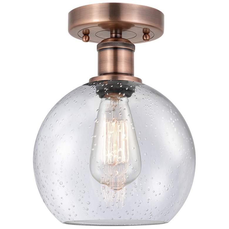 Image 1 Athens 8" Wide Antique Copper Semi.Flush Mount With Seedy Glass Shade