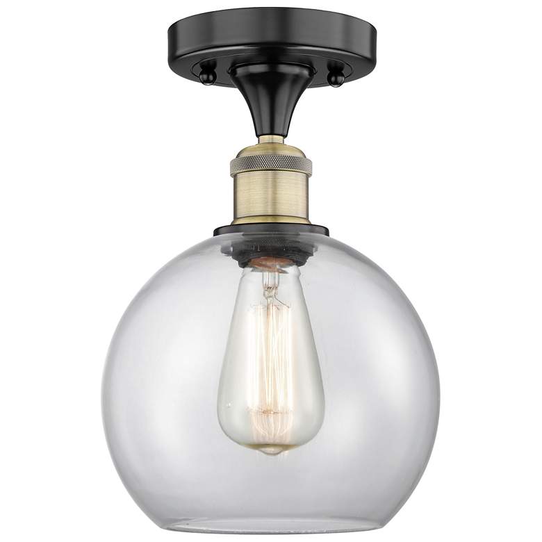 Image 1 Athens 8" Wide Black Antique Brass Semi.Flush Mount With Clear Glass S