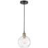 Athens 8" Wide Black Brass Corded Mini Pendant w/ Water Glass Shade