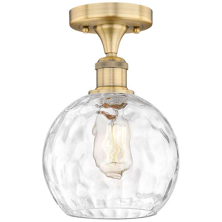 Image 1 Athens 8" Wide Brushed Brass Semi.Flush Mount With Clear Water Glass S