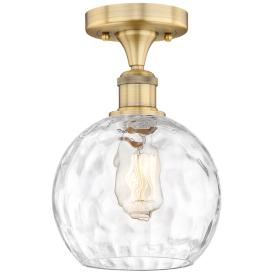 Athens 8" Wide Brushed Brass Semi.Flush Mount With Clear Water Glass S Athens 8" Wide Brushed Brass Semi.Flush Mount With Clear Water Glass S