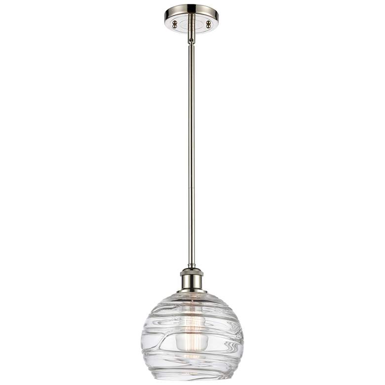Image 1 Athens 8" Wide Polished Nickel Clear Deco Swirl Mini Pendant
