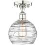 Athens 8" Wide Polished Nickel Semi.Flush Mount With Deco Swirl Glass 