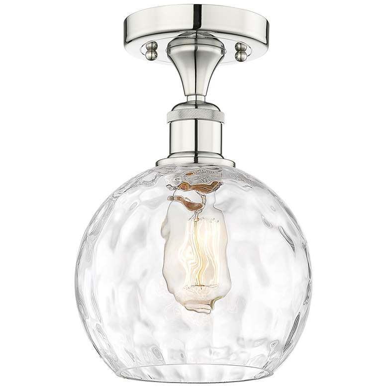 Image 1 Athens 8" Wide Polished Nickel Semi.Flush Mount With Water Glass Shade