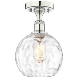 Athens 8" Wide Polished Nickel Semi.Flush Mount With Water Glass Shade Athens 8" Wide Polished Nickel Semi.Flush Mount With Water Glass Shade