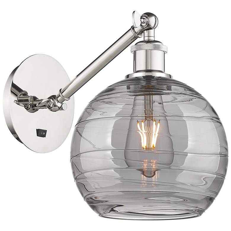 Image 1 Athens 9.88"H Polished Nickel Adjustable Sconce w/ Smoke Swirl Shade