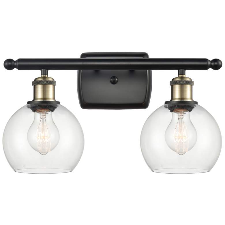 Image 1 Athens 9 1/2"H Black Antique Brass 2-Light LED Wall Sconce