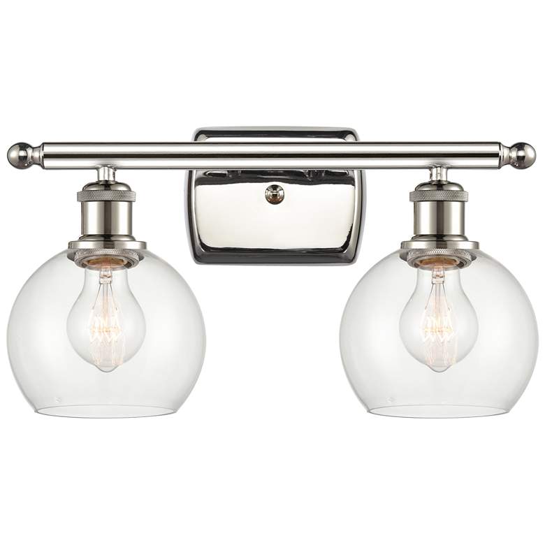 Image 1 Athens 9 1/4" High Polished Nickel 2-Light Wall Sconce