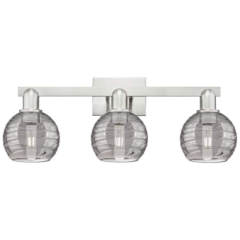Image 1 Athens Deco 26"W 3-Lt Brushed Nickel Bath-Lt w/ Smoke Swirl Shade