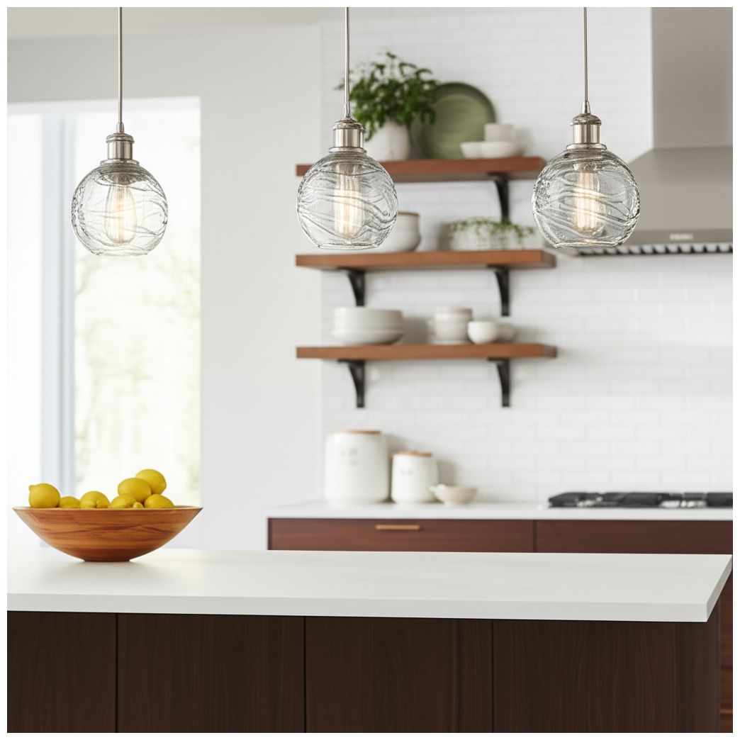 Image 6 Athens Deco Swirl - 1 Light - 6in - Satin Nickel - Mini Pendant more views
