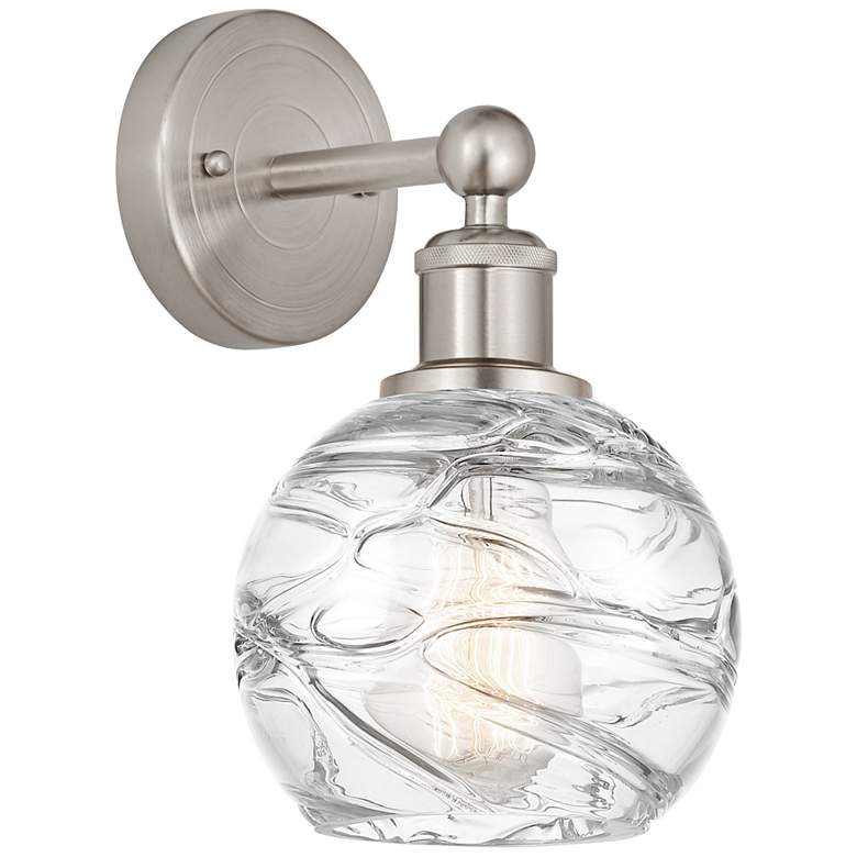 Image 1 Athens Deco Swirl 10 1/2" High Brushed Satin Nickel Sconce