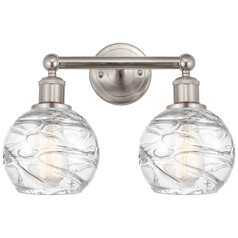 Image 1 Athens Deco Swirl 10 1/2"H Satin Nickel 2-Light Wall Sconce