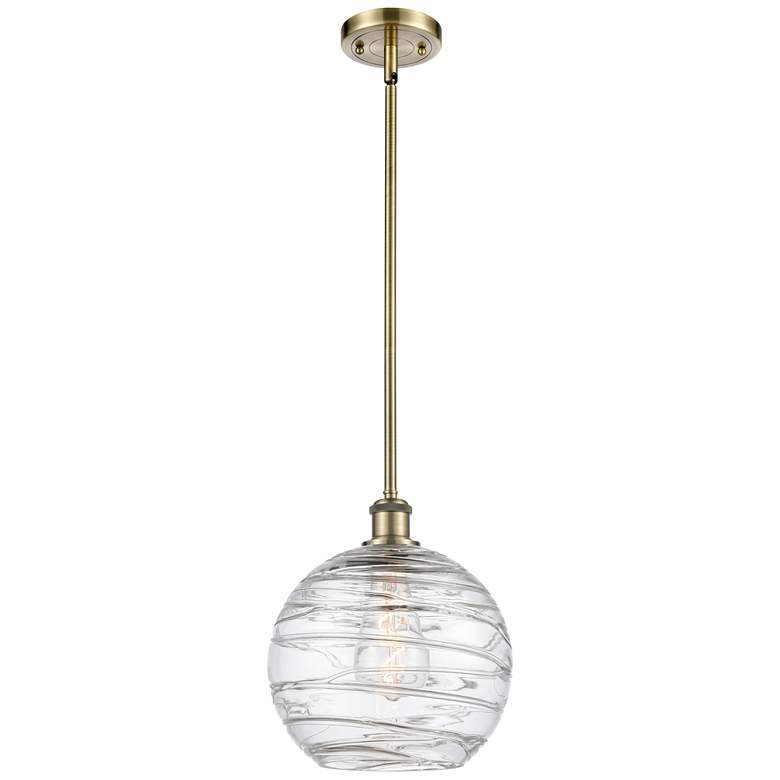 Image 1 Athens Deco Swirl 10" LED Mini Pendant - Antique Brass - Clear Deco Sw