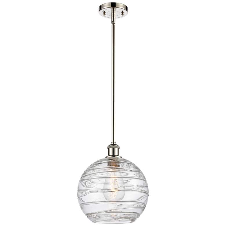 Image 1 Athens Deco Swirl 10" LED Mini Pendant - Polished Nickel - Clear Deco
