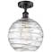 Athens Deco Swirl 10" LED Semi-Flush Mount - Black - Clear Deco Swirl