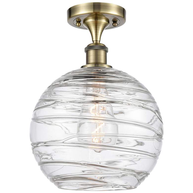 Image 1 Athens Deco Swirl 10" LED Semi-Flush Mount - Brass - Clear Deco Swirl