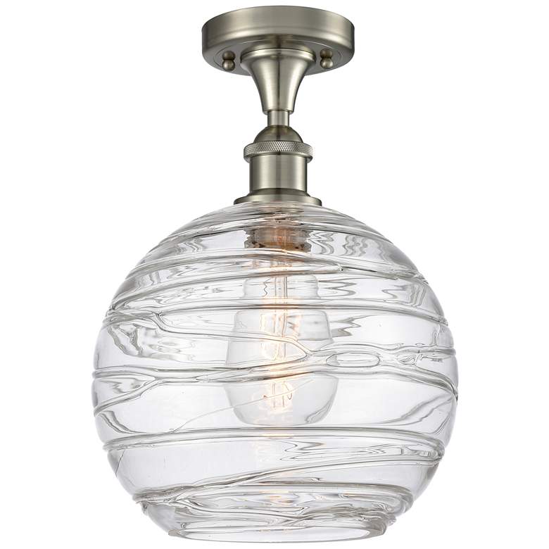 Image 1 Athens Deco Swirl 10" LED Semi-Flush - Satin Nickel - Clear Deco Swir