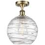 Athens Deco Swirl  10" Semi-Flush Mount - Antique Brass - Clear Deco S