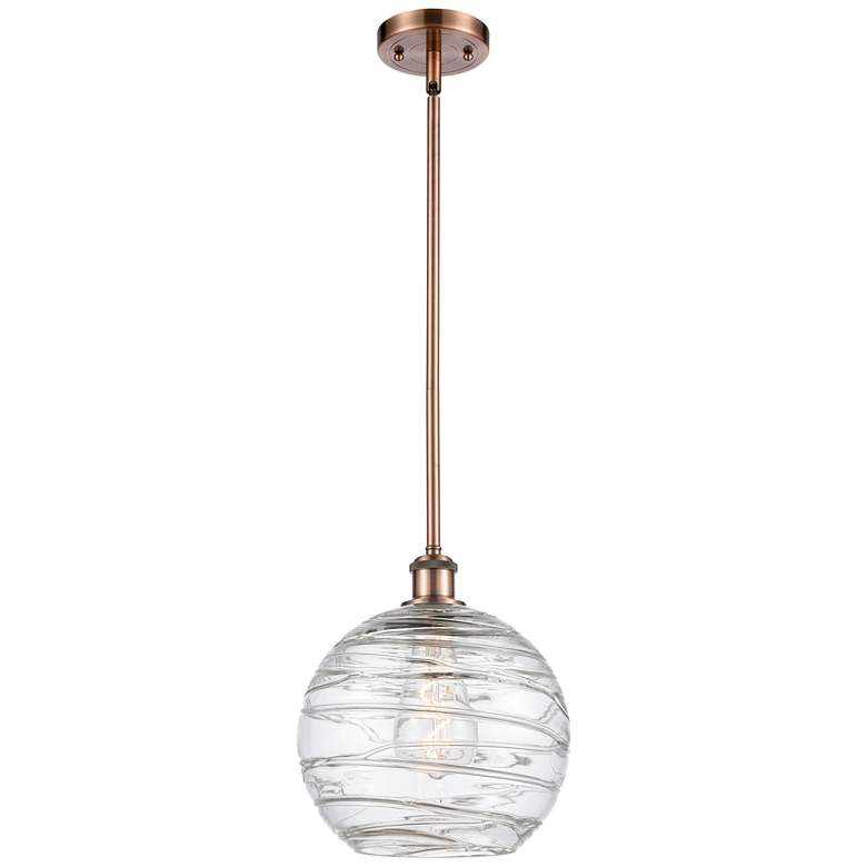 Image 1 Athens Deco Swirl 10" Wide Antique Copper LED Mini Pendant