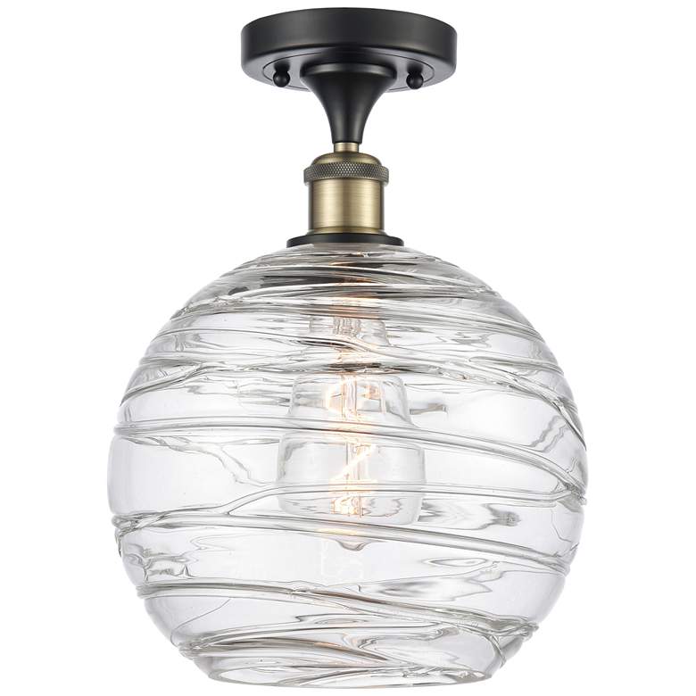 Image 1 Athens Deco Swirl 10" Wide Black Brass Semi Flush Mount w/ Deco Swirl