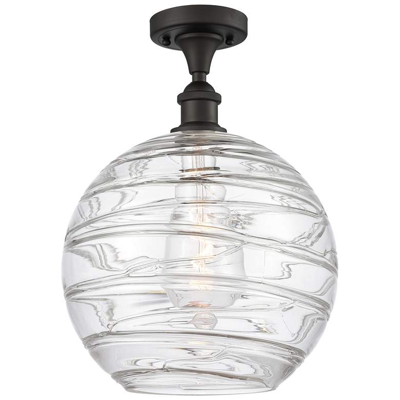 Image 1 Athens Deco Swirl 10" Wide Bronze Semi Flush Mount w/ Deco Swirl Shade