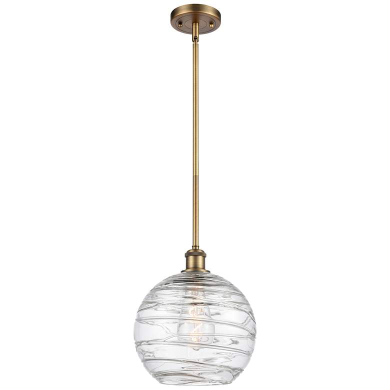 Image 1 Athens Deco Swirl 10" Wide Brushed Brass LED Mini Pendant