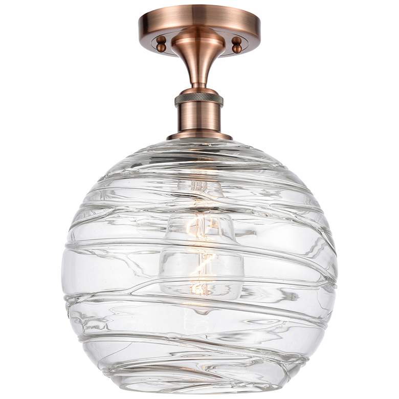Image 1 Athens Deco Swirl 10" Wide Copper Semi Flush Mount w/ Deco Swirl Shade