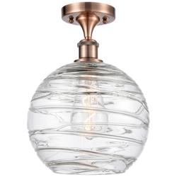 Athens Deco Swirl 10" Wide Copper Semi Flush Mount w/ Deco Swirl Shade