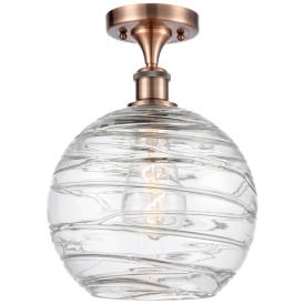 Athens Deco Swirl 10" Wide Copper Semi Flush Mount w/ Deco Swirl Shade Athens Deco Swirl 10" Wide Copper Semi Flush Mount w/ Deco Swirl Shade