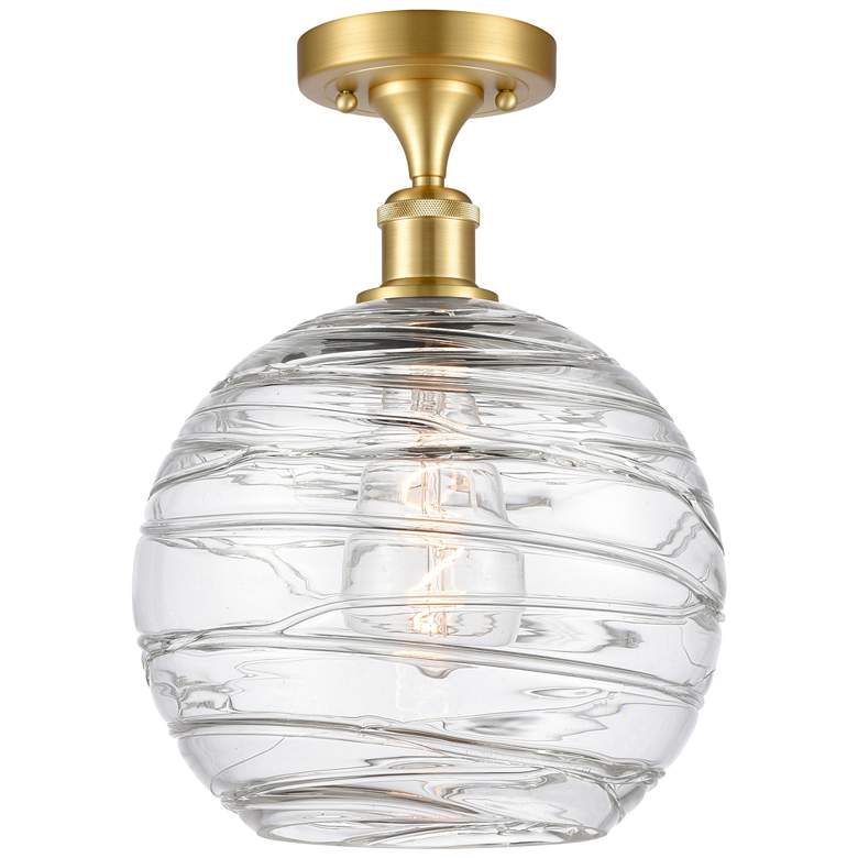 Image 1 Athens Deco Swirl 10" Wide Gold Semi Flush Mount w/ Deco Swirl Shade
