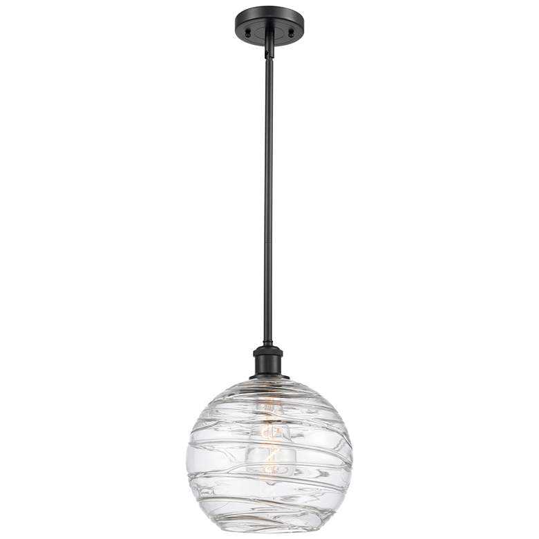 Image 1 Athens Deco Swirl 10" Wide Matte Black LED Mini Pendant