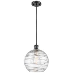 Athens Deco Swirl 10" Wide Matte Black Mini Pendant