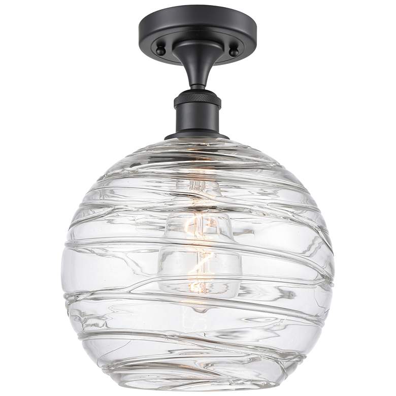 Image 1 Athens Deco Swirl 10" Wide Matte Black Semi Flush Mount w/ Deco Swirl