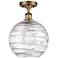 Athens Deco Swirl 10"W Brushed Brass Semi Flush Mount w/ Deco Swirl Sh