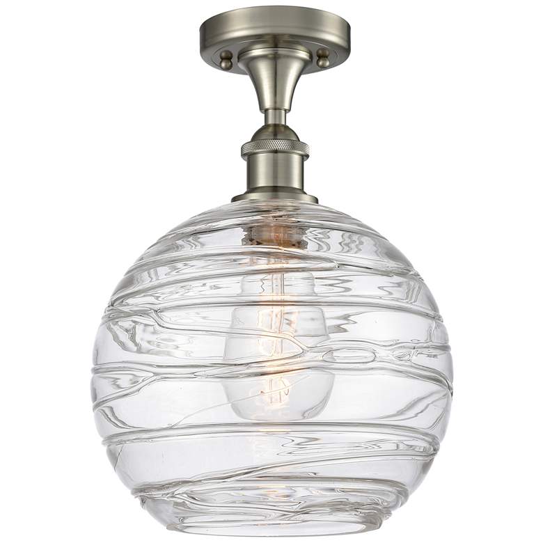 Image 1 Athens Deco Swirl 10"W Brushed Nickel Semi Flush Mount w/ Deco Swirl S