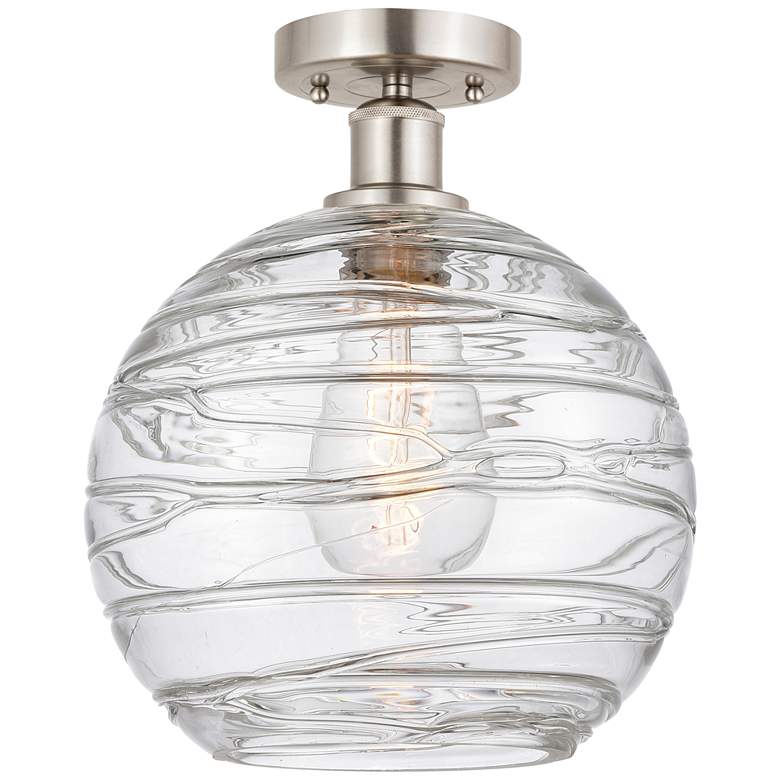 Image 1 Athens Deco Swirl 10"W Brushed Satin Nickel Ceiling Light