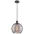 Athens Deco Swirl 10"W Matte Black and Smoke Glass Mini Pendant