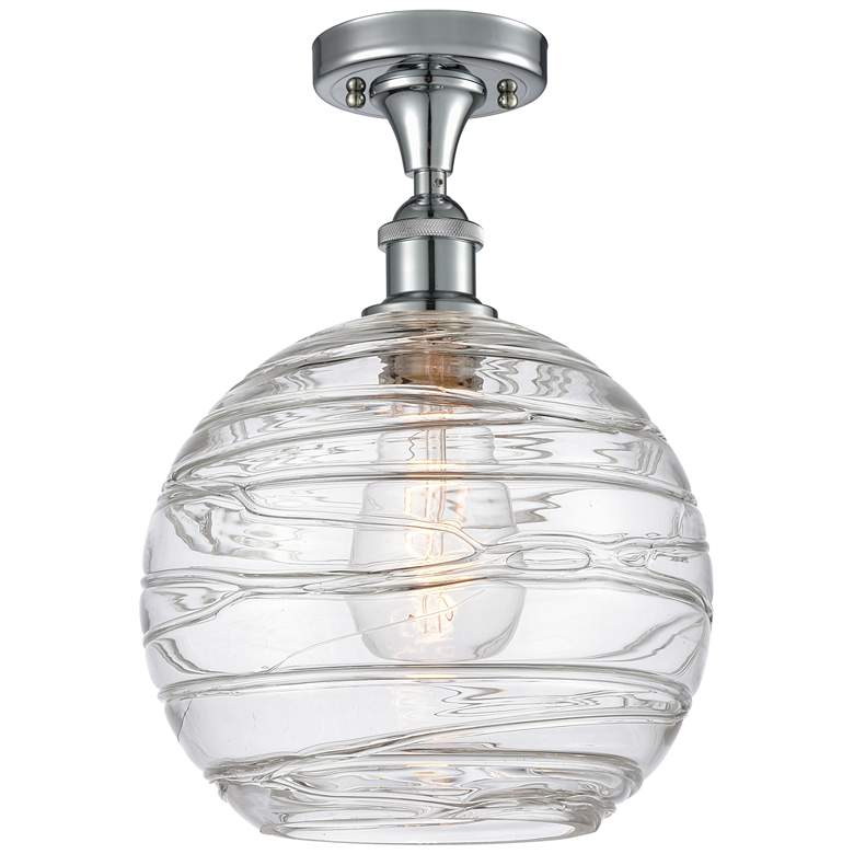 Image 1 Athens Deco Swirl 10"W Polished Chrome Semi Flush Mount w/ Deco Swirl