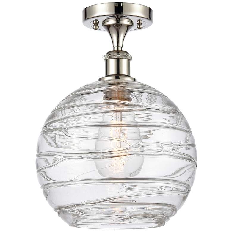 Image 1 Athens Deco Swirl 10"W Polished Nickel Semi Flush Mount w/ Deco Swirl