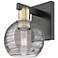Athens Deco Swirl 11"H Black Brass Wall Sconce With Light Smoke Shade