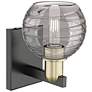 2_Athens Deco Swirl 11"H Black Brass Wall Sconce With Light Smoke Shade more views
