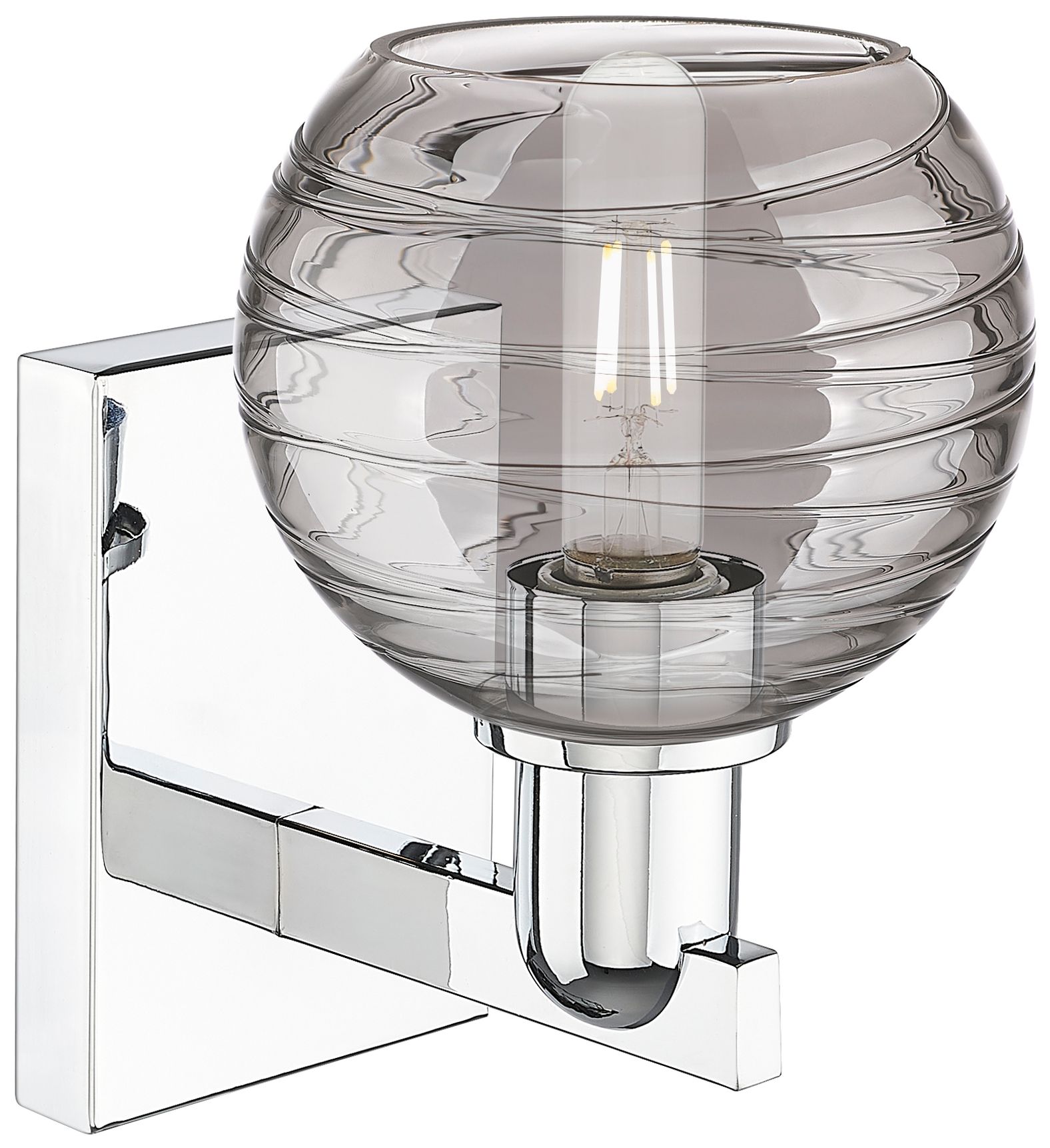 Image 2 Athens Deco Swirl 11"H Chrome Wall Sconce w/ Light Smoke Swirl Shade more views