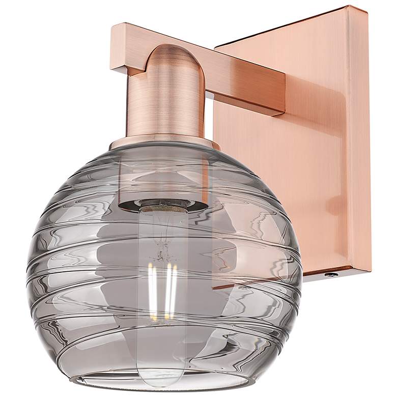 Image 1 Athens Deco Swirl 11"H Copper Wall Sconce With Light Smoke Shade